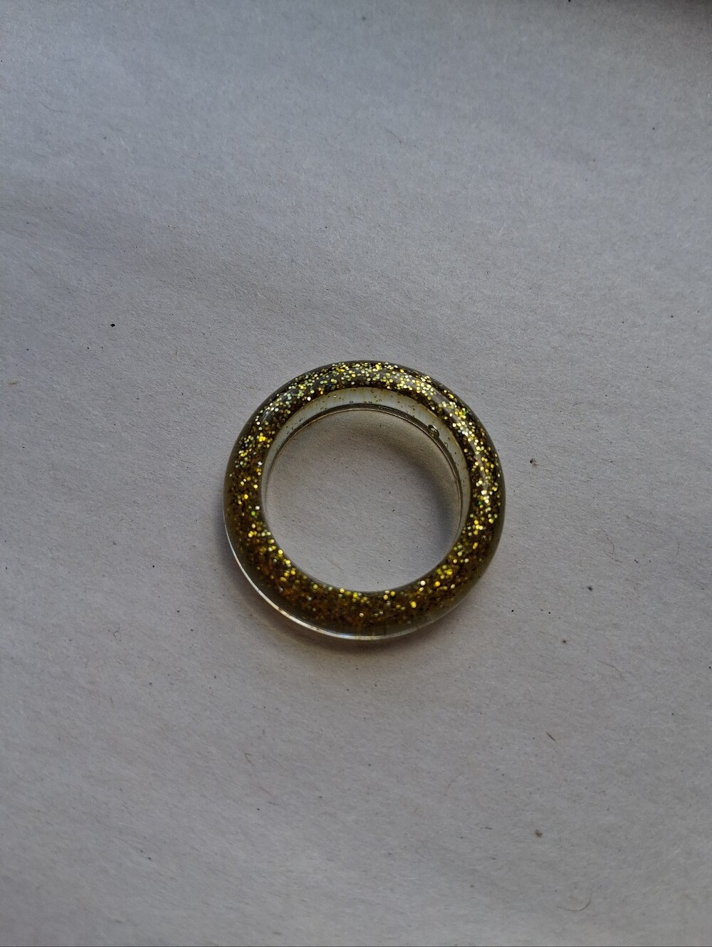 Hand Crafted Gold Glitter Donut Ring - Women Jewelry